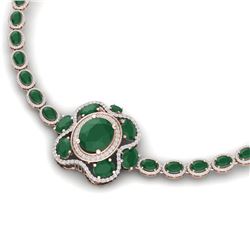 47.43 CTW Royalty Emerald & VS Diamond Necklace 18K Rose Gold - REF-981N8Y - 39328