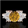 Image 2 : 2.1 CTW Intense Fancy Yellow Diamond Solitaire Classic Ring 18K Rose Gold - REF-290M9F - 37610