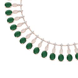 65.62 CTW Royalty Emerald & VS Diamond Necklace 18K Rose Gold - REF-1254N5Y - 39121