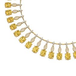 50.16 CTW Royalty Canary Citrine & VS Diamond Necklace 18K Yellow Gold - REF-927T3X - 39137