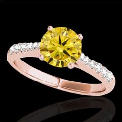1.25 CTW Certified Si Fancy Intense Yellow Diamond Solitaire Ring 10K Rose Gold - REF-156K4R - 34827