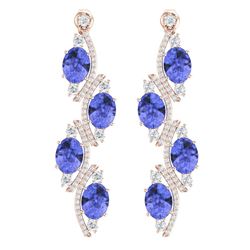 16.23 CTW Royalty Tanzanite & VS Diamond Earrings 18K Rose Gold - REF-354K5R - 38986