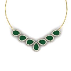 34.72 CTW Royalty Emerald & VS Diamond Necklace 18K Yellow Gold - REF-690T9X - 38828