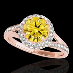 1.6 CTW Certified Si Fancy Intense Yellow Diamond Solitaire Halo Ring 10K Rose Gold - REF-178K2R - 3