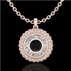 2.11 CTW Fancy Black Diamond Solitaire Art Deco Stud Necklace 18K Rose Gold - REF-180X2T - 37913