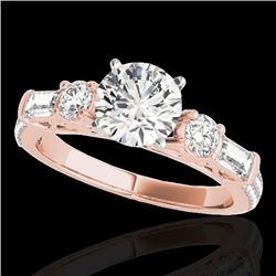 2 CTW H-SI/I Certified Diamond Pave Solitaire Ring 10K Rose Gold - REF-221W8H - 35472