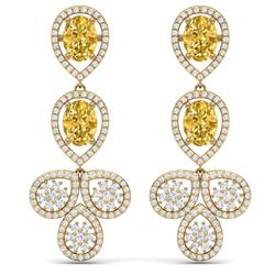 8.15 CTW Royalty Canary Citrine & VS Diamond Earrings 18K Yellow Gold - REF-272R8K - 39095