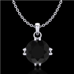 1 CTW Fancy Black Diamond Solitaire Art Deco Stud Necklace 18K White Gold - REF-67H3W - 37541
