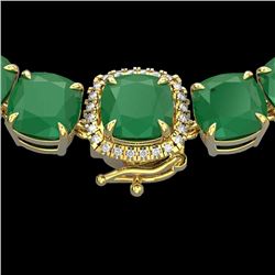 116 CTW Emerald & VS/SI Diamond Halo Micro Solitaire Necklace 14K Yellow Gold - REF-467H3W - 23343