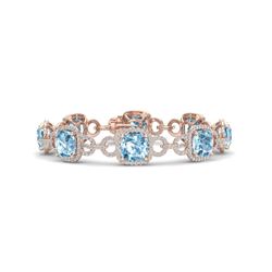 30 CTW Topaz & VS/SI Diamond Certified Bracelet 14K Rose Gold - REF-368X9T - 23033