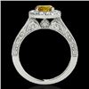 Image 2 : 1.7 CTW Certified Si Fancy Intense Yellow Diamond Solitaire Halo Ring 10K White Gold - REF-178M2F - 