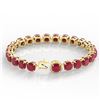 Image 4 : 46 CTW Ruby & Micro Pave VS/SI Diamond Halo Designer Bracelet 14K Yellow Gold - REF-254X5T - 23323