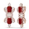 Image 4 : 27.36 CTW Royalty Designer Ruby & VS Diamond Earrings 18K Rose Gold - REF-600Y2N - 38764