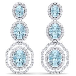 17.96 CTW Royalty Sky Topaz & VS Diamond Earrings 18K White Gold - REF-290F9M - 39213