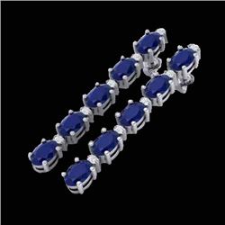 7 CTW Sapphire & VS/SI Diamond Certified Tennis Earrings 10K White Gold - REF-64Y4N - 21531