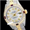 Image 1 : Rolex Men's Two Tone 14K Gold/SS, QuickSet, Diam Dial & Diam/Ruby Bezel - REF-474W5K