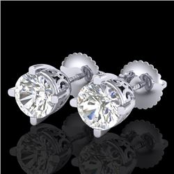 1.5 CTW VS/SI Diamond Solitaire Art Deco Stud Earrings 18K White Gold - REF-318X2T - 37229