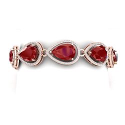 42.47 CTW Royalty Ruby & VS Diamond Bracelet 18K Rose Gold - REF-654N5Y - 39559