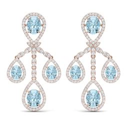 25.94 CTW Royalty Sky Topaz & VS Diamond Earrings 18K Rose Gold - REF-418X2T - 38581