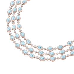 84.57 CTW Royalty Sky Topaz & VS Diamond Necklace 18K Rose Gold - REF-1436R4K - 38953