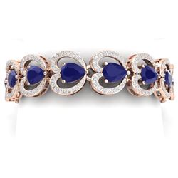 32.15 CTW Royalty Sapphire & VS Diamond Bracelet 18K Rose Gold - REF-672W8H - 38692