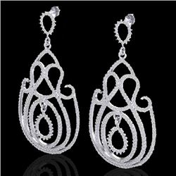 3.50 CTW Micro Pave Designer VS/SI Diamond Certified Earrings 14K White Gold - REF-291T3X - 22446