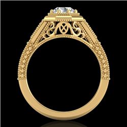 0.84 CTW VS/SI Diamond Solitaire Art Deco Ring 18K Yellow Gold - REF-236N4Y - 37093
