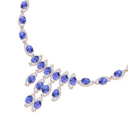 65.60 CTW Royalty Tanzanite & VS Diamond Necklace 18K Rose Gold - REF-1345N5Y - 39004