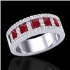 Image 2 : 2.34 CTW Ruby & Micro Pave VS/SI Diamond Designer Inspired Ring 10K White Gold - REF-67Y3N - 20826