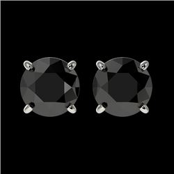 1.61 CTW Fancy Black VS Diamond Solitaire Stud Earrings 10K White Gold - REF-43Y6N - 36612