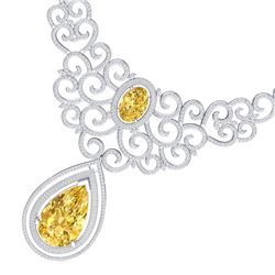 73.43 CTW Royalty Canary Citrine & VS Diamond Necklace 18K White Gold - REF-1527X3T - 39848