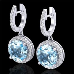 5.50 CTW Sky Blue Topaz & Micro Pave VS/SI Diamond Designer Halo 18K White Gold - REF-87F8M - 23186