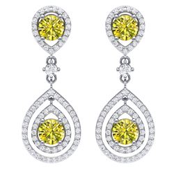 3.9 CTW Fancy Yellow SI Diamond Earrings 18K White Gold - REF-336N4Y - 39117