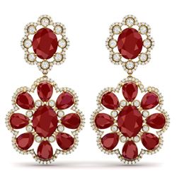 33.88 CTW Royalty Designer Ruby & VS Diamond Earrings 18K Yellow Gold - REF-472W8H - 39158
