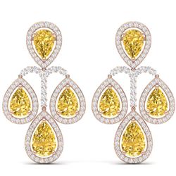 27.85 CTW Royalty Canary Citrine & VS Diamond Earrings 18K Rose Gold - REF-409F3M - 39373