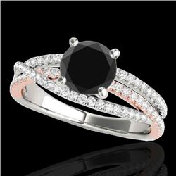 1.65 CTW Certified Vs Black Diamond Solitaire Ring Two Tone 10K White & Rose Gold - REF-78K2R - 3554