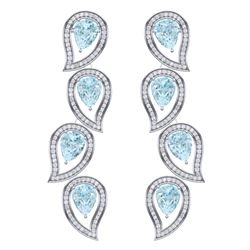 15.69 CTW Royalty Sky Topaz & VS Diamond Earrings 18K White Gold - REF-281W8H - 39459