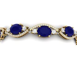 22.15 CTW Royalty Sapphire & VS Diamond Bracelet 18K Yellow Gold - REF-400H2W - 38966
