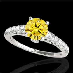 1.5 CTW Certified Si Fancy Intense Yellow Diamond Solitaire Ring 10K White Gold - REF-172Y8N - 34991