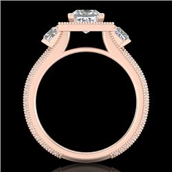 2.5 CTW Princess VS/SI Diamond Micro Pave 3 Stone Ring 18K Rose Gold - REF-527Y3N - 37197
