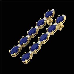 17.97 CTW Sapphire & VS/SI Certified Diamond Tennis Earrings 10K Yellow Gold - REF-112H8W - 29490