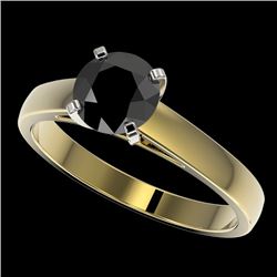 1.25 CTW Fancy Black VS Diamond Solitaire Engagement Ring 10K Yellow Gold - REF-39T5X - 33005