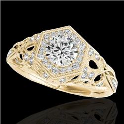 1.4 CTW H-SI/I Certified Diamond Solitaire Antique Ring 10K Yellow Gold - REF-170W9H - 34177
