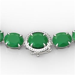 170 CTW Emerald & VS/SI Diamond Solitaire Necklace 14K White Gold - REF-993H8W - 22294