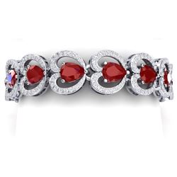 32.15 CTW Royalty Ruby & VS Diamond Bracelet 18K White Gold - REF-690N9Y - 38688