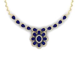 38.46 CTW Royalty Sapphire & VS Diamond Necklace 18K Yellow Gold - REF-618K2R - 39038