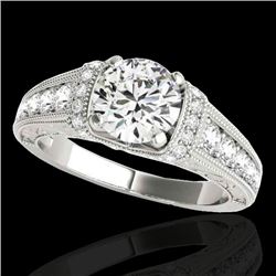 1.5 CTW H-SI/I Certified Diamond Solitaire Antique Ring 10K White Gold - REF-180N2Y - 34774