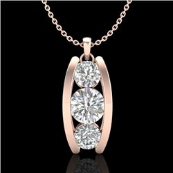 1.07 CTW VS/SI Diamond Solitaire Art Deco Stud Necklace 18K Rose Gold - REF-158W2H - 37014