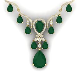 37.14 CTW Royalty Emerald & VS Diamond Necklace 18K Yellow Gold - REF-763N6Y - 38591