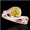 Image 1 : 1.15 CTW Certified Si Fancy Intense Yellow Diamond Solitaire Ring 10K Rose Gold - REF-163N6Y - 34843